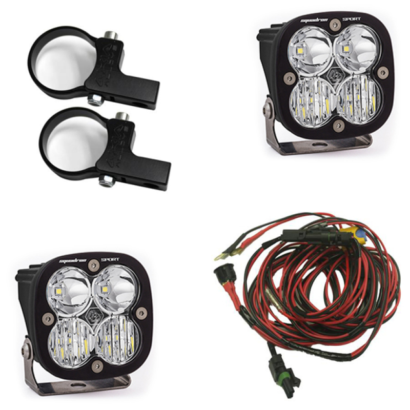 2ad486acc387228550e7d8a300187613-1 Baja Designs Squadron Sport Polaris LED Light Pods w/ 2.0in Harness/Horizontal Mounts Kit - Image 1