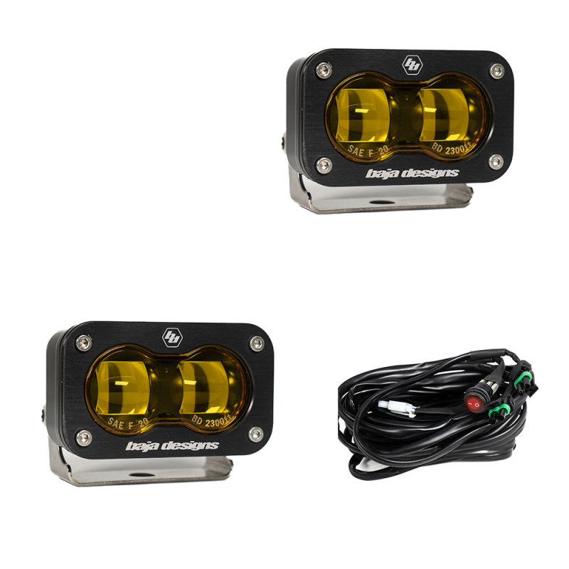 423f75958466ba03fa0588e629a6c018 Baja Designs Universal S2 SAE Spot LED (Pair) - Amber - Image 1