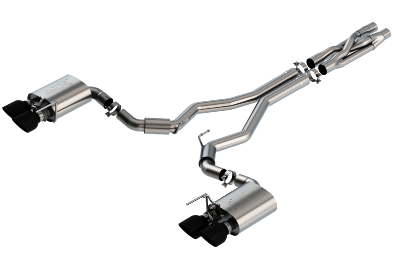 54e534d52b14ca24bce7a74c1c21ee64L Borla 2020 Ford GT500 5.2L AT 3in ATAK CatBack Exhaust w/ Black Chrome Tips - Image 1