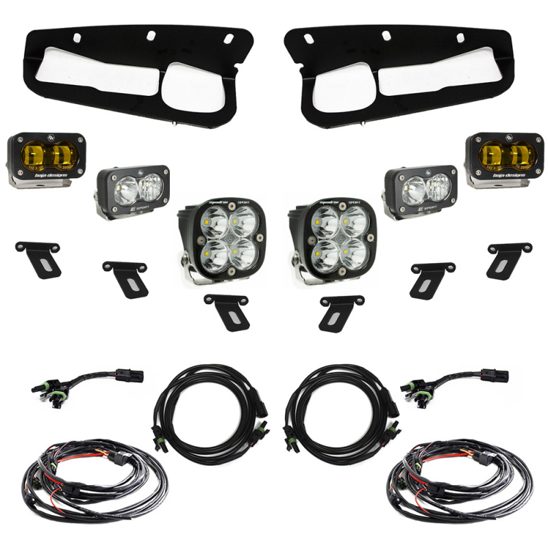 a39dc3d149e50ffc034b845348f3561b Baja Designs 21-22 Ford Bronco w/Steel Bumper S2 SAE Sportsmen Fog Pocket Light Kit - Amber - Image 1