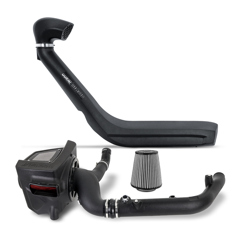 7188bf96fc6a26dbf5c9c95b38abcb9dL Mishimoto 2021+ Bronco 2.7L Intake/Snorkel Bundle - Dry Washable Filter - Image 1